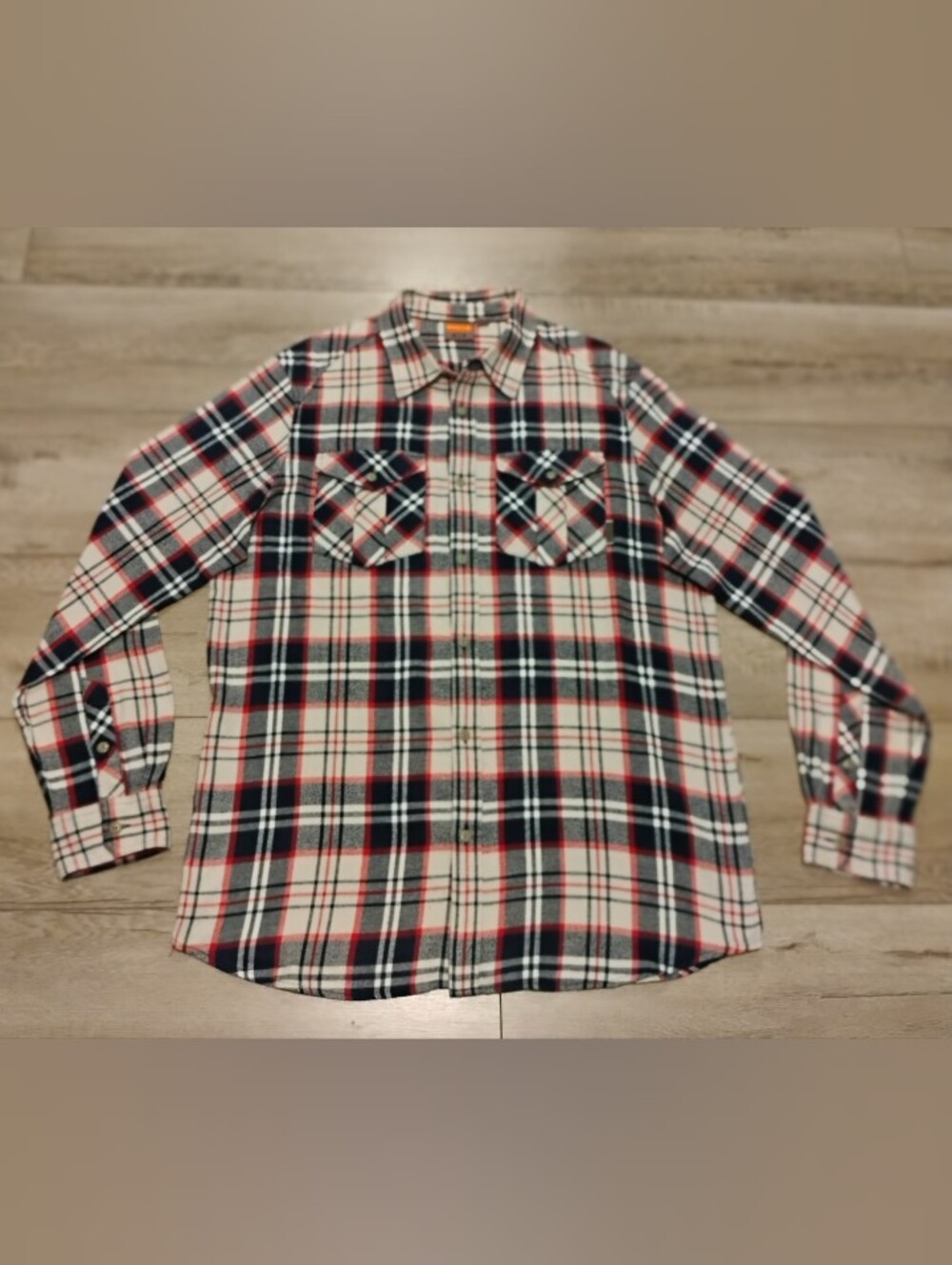 Merrell Men's Heavy Flannel Lumberjack Plaid Cotton Shirt Size XL Red White Blue